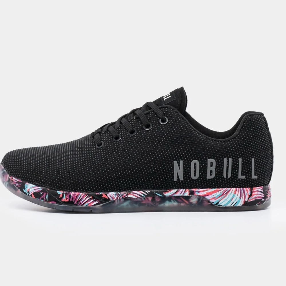NOBULL Women’s Black &palm design Performance lace up sneaker CrossFit Shoes 7.5 - Picture 1 of 9